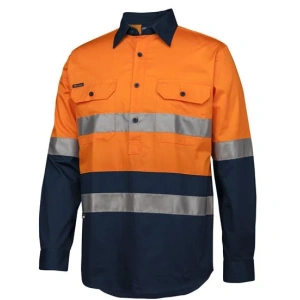 JB's Hi Vis (D+N) Close Front L/S 150g Work Shirt