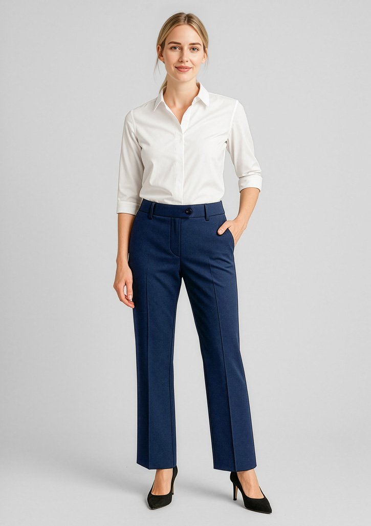 Womens Comfort Wool Stretch Adjustable Waist Pant Navy