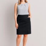 Womens Siena Front Pleat Detail Straight Skirt Black