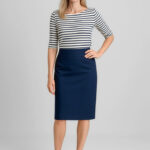 Womens Comfort Wool Stretch Relaxed Fit Lined Skirt Navy