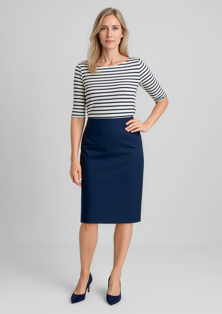 Womens Comfort Wool Stretch Relaxed Fit Lined Skirt Navy