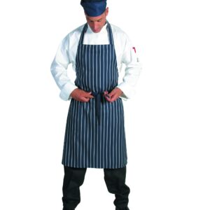 Pinstripe Full Bib Apron - No Pocket Blue/White Vertical Stripe