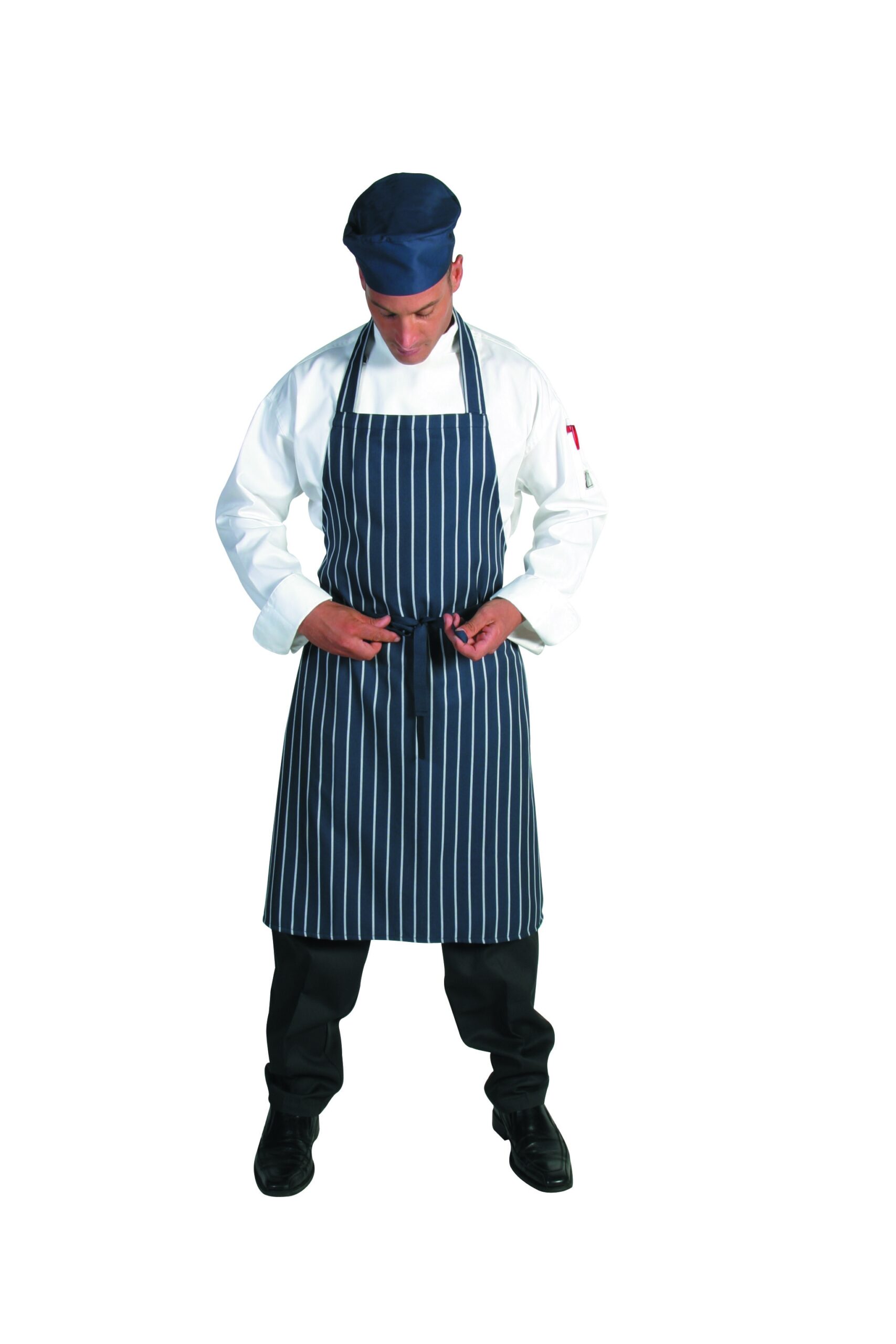 Pinstripe Full Bib Apron - No Pocket Blue/White Vertical Stripe Pinstripe Full Bib Apron - No Pocket Blue/White Vertical Stripe