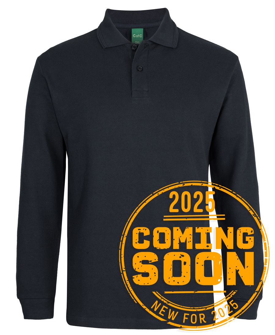 C of C L/S 320g Popcorn Cotton Polo Black