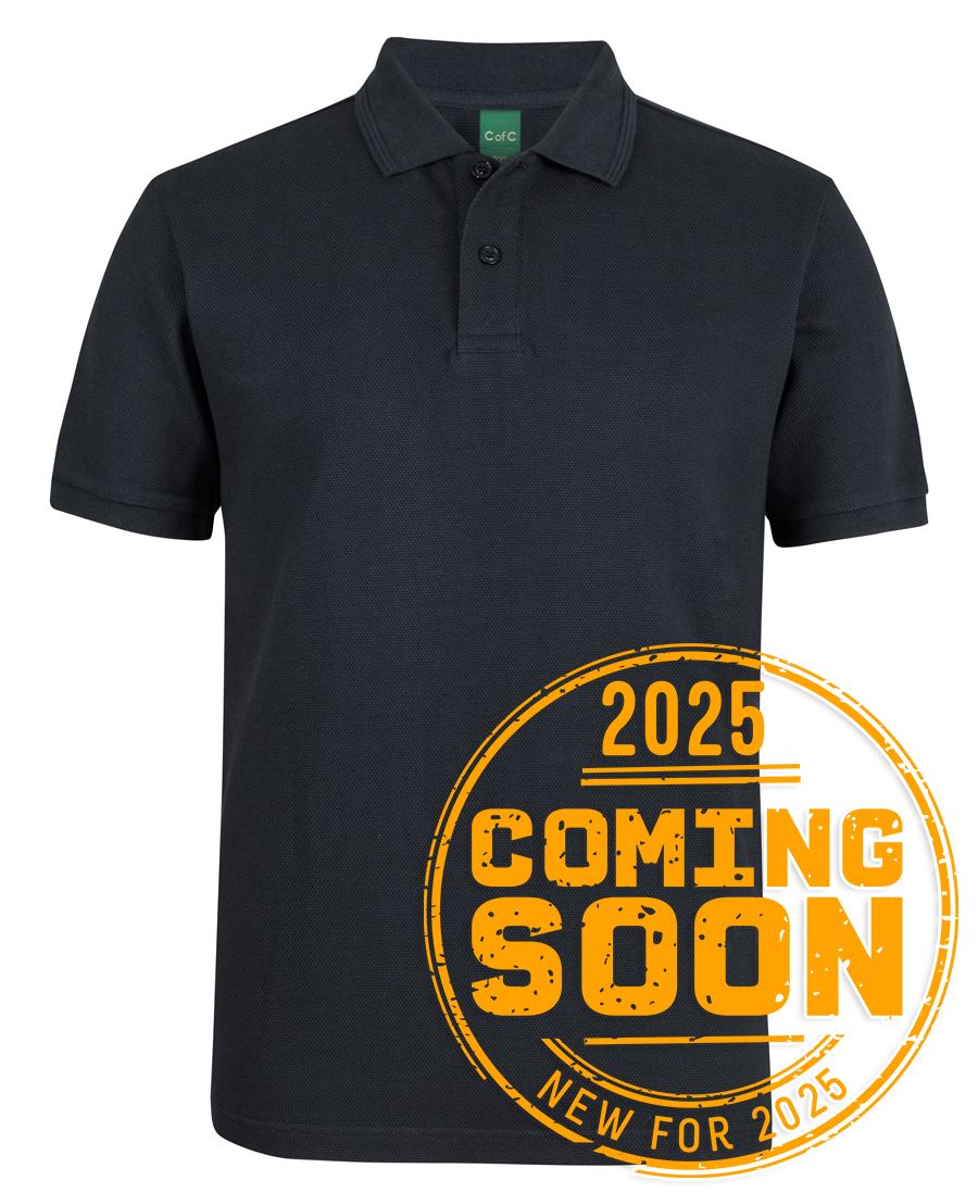 C of C 320g Popcorn Cotton Polo Black