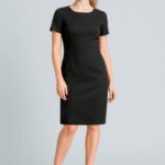 Womens Cool Stretch Short Sleeve Shift Dress Black