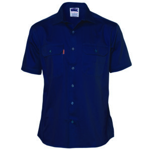 Cotton Drill Work Shirt - Short Sleeve Navy
