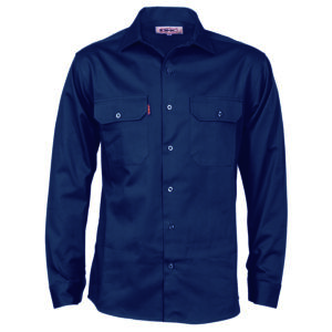 Cotton Drill Work Shirt - Long Sleeve Navy