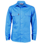 Cotton Drill Work Shirt With Gusset Sleeve - Long Sleeve Sky