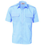 Epaulette Polyester/Cotton Work Shirt - Short Sleeve Sky