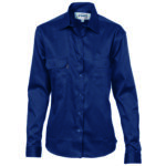 Ladies Cotton Drill Work Shirt - Long Sleeve Navy