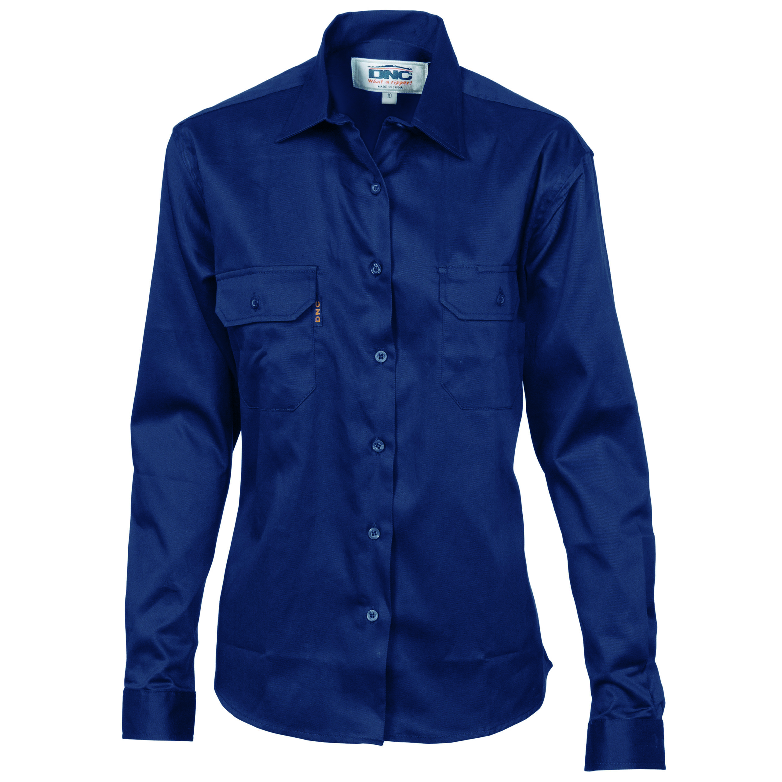 Ladies Cotton Drill Work Shirt - Long Sleeve Navy Ladies Cotton Drill Work Shirt - Long Sleeve Navy