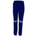 Ladies Cotton Drill Pants With 3M Reflective Tape Navy