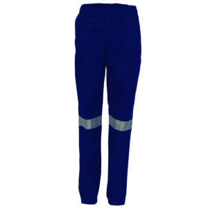 Ladies Cotton Drill Pants With 3M Reflective Tape Navy