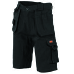 Duratex Cotton Duck Weave Tradies Cargo Shorts - with twin holster tool pocket Black