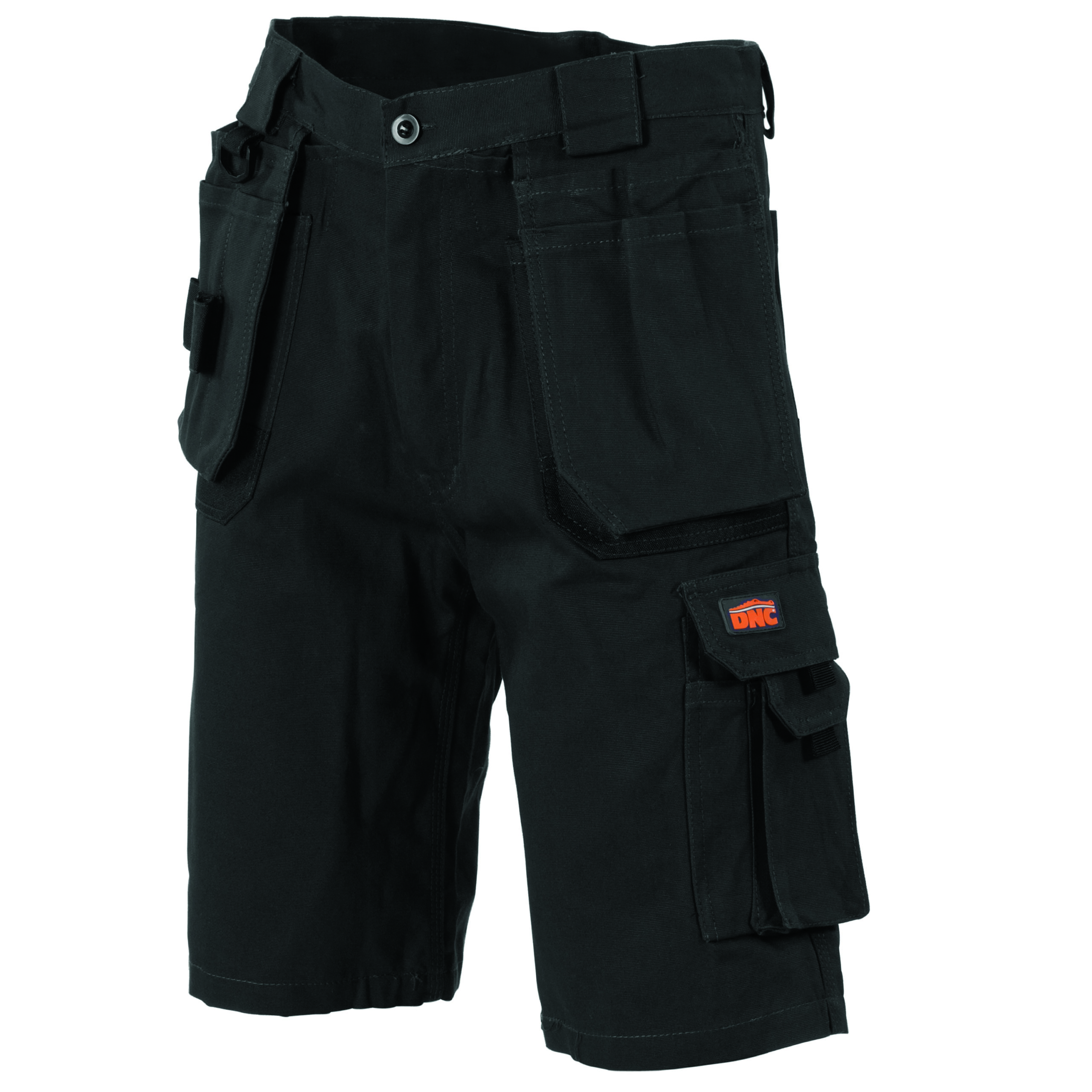 Duratex Cotton Duck Weave Tradies Cargo Shorts - with twin holster tool pocket Black