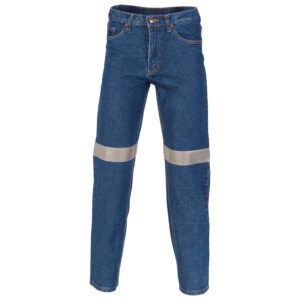 Taped Denim Stretch Jeans Blue