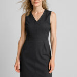 Womens Comfort Wool Stretch Sleeveless V-Neck Dress Black