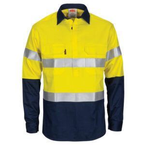 Patron Saint Flame Retardant 2 Tone Closed Front Cotton Shirt with 3M F/R Tape - L/S Yellow/Navy