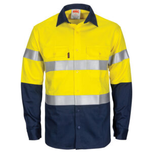 Paton Saint Flame Retardant 2 Tone Cotton Shirt with 3M F/R Tape - L/S Yellow/Navy