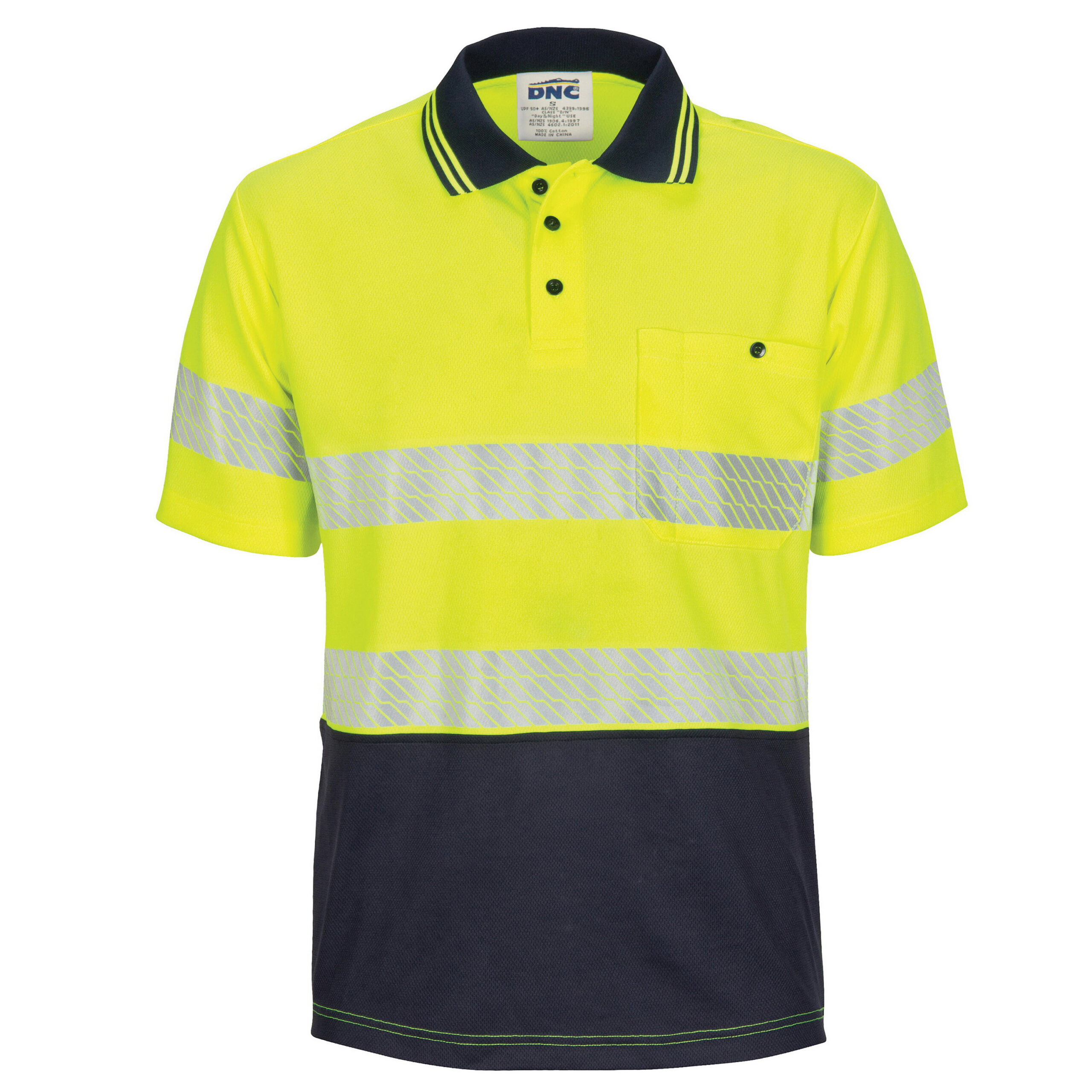 HIVIS Segment Taped Mircomesh Polo - Short Sleeve Yellow/Navy HIVIS Segment Taped Mircomesh Polo - Short Sleeve Yellow/Navy