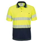 HIVIS Segment Taped Cotton Backed Polo - Short Sleeve Yellow/Navy