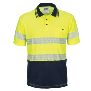 HIVIS Segment Taped Cotton Backed Polo - Short Sleeve Yellow/Navy