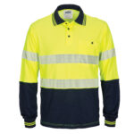 HIVIS Segment Taped Cotton Backed Polo - Long Sleeve Yellow/Navy