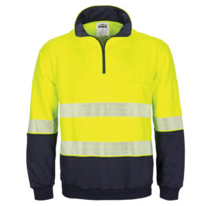 HIVIS Segment Taped 1/2 Zip Fleecy Windcheater Yellow/Navy
