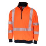 HiVis Segmented Tape X Back 1/2 Zip Jumper Orange