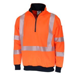 HiVis Segmented Tape X Back 1/2 Zip Jumper Orange