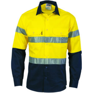 HIVIS D/N 2 TONE DRILL SHIRT Yellow/Navy