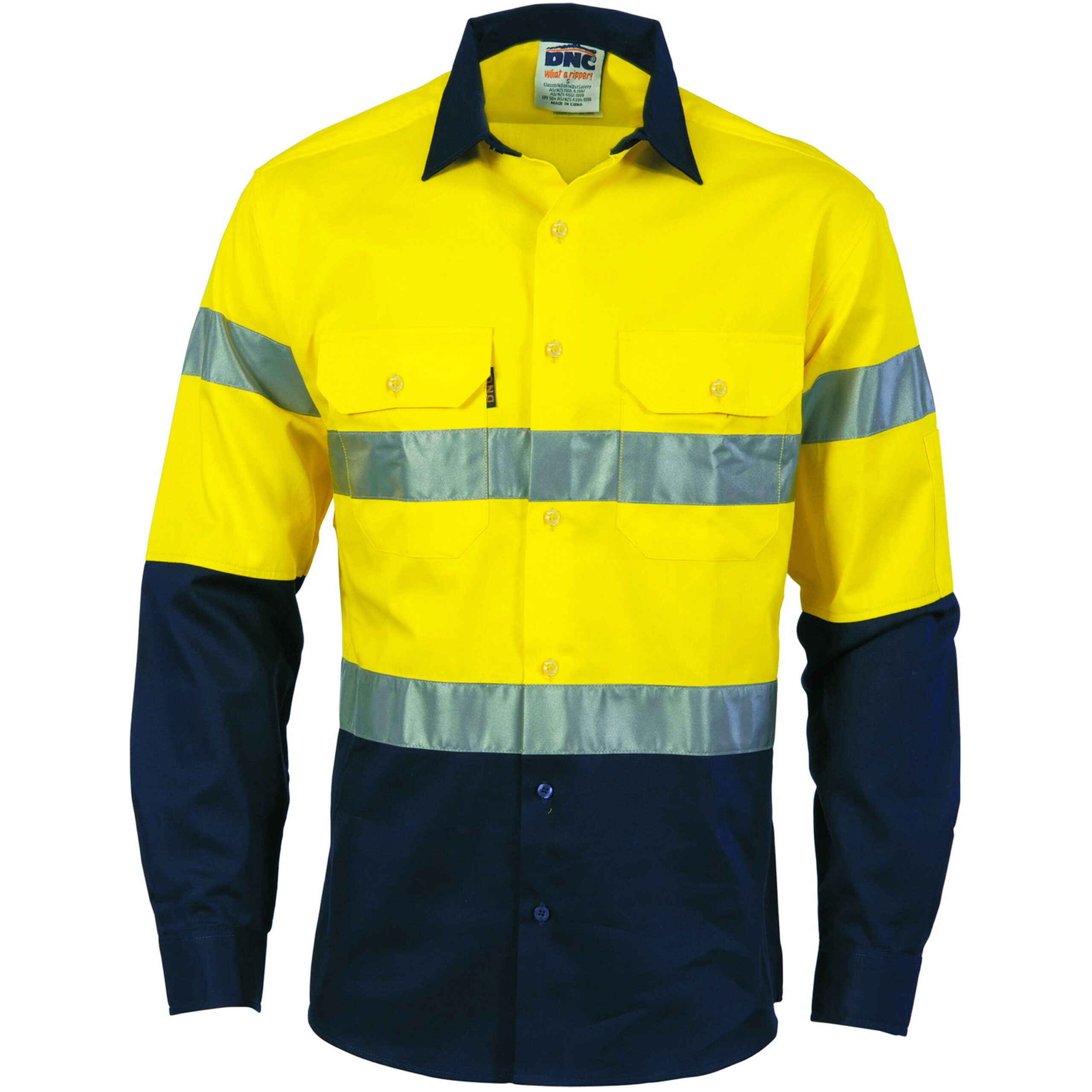 HIVIS D/N 2 TONE DRILL SHIRT Yellow/Navy HIVIS D/N 2 TONE DRILL SHIRT Yellow/Navy