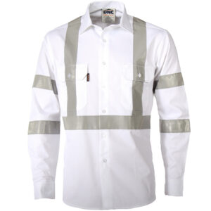 RTA NIGHT WORKER WHITE SHIRT WITH CSR R/TAPE. White