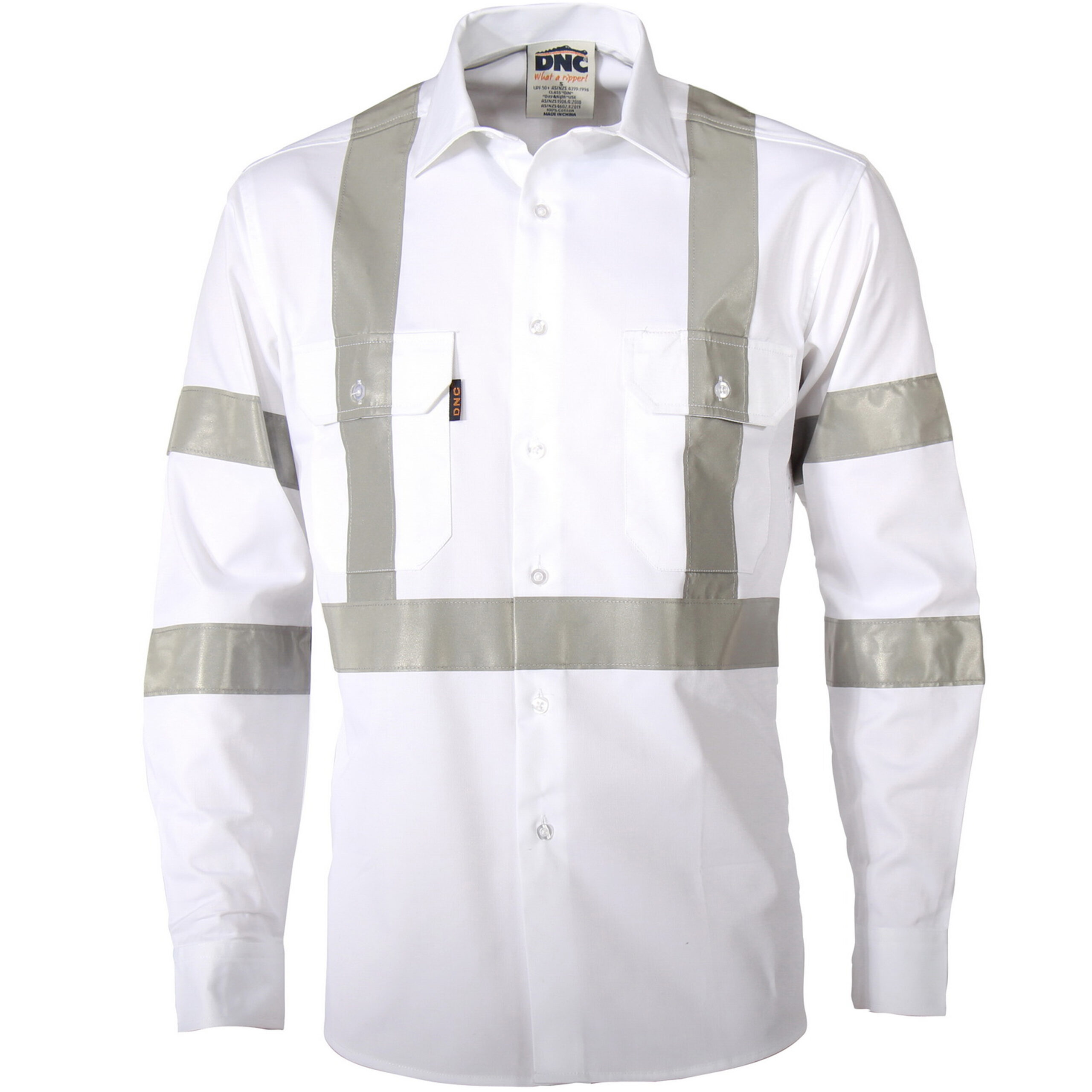 RTA NIGHT WORKER WHITE SHIRT WITH CSR R/TAPE. White