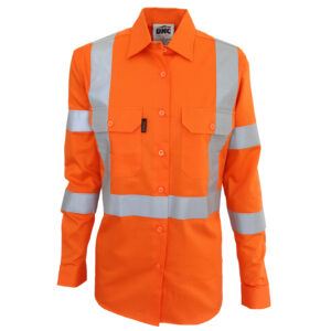 Ladies HiVis 3 way vented "X" back & Bio-motion taped shirt Orange