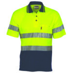 Hi Vis Two Tone Cotton Back Polos with Generic R.Tape - short sleeve Yellow/Navy