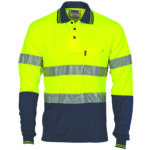 Hi Vis Two Tone Cotton Back Polos with Generic R.Tape - L/S Yellow/Navy