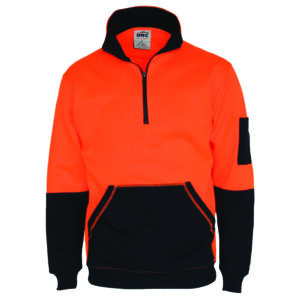 HiVis 1/2 Zip Super Fleecy Orange/Navy