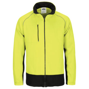 HIVIS 2 TONE FULL ZIP FLEECY SWEAT SHIRT WITH TWO SIDE ZIPPED POCKETS Yellow/Navy