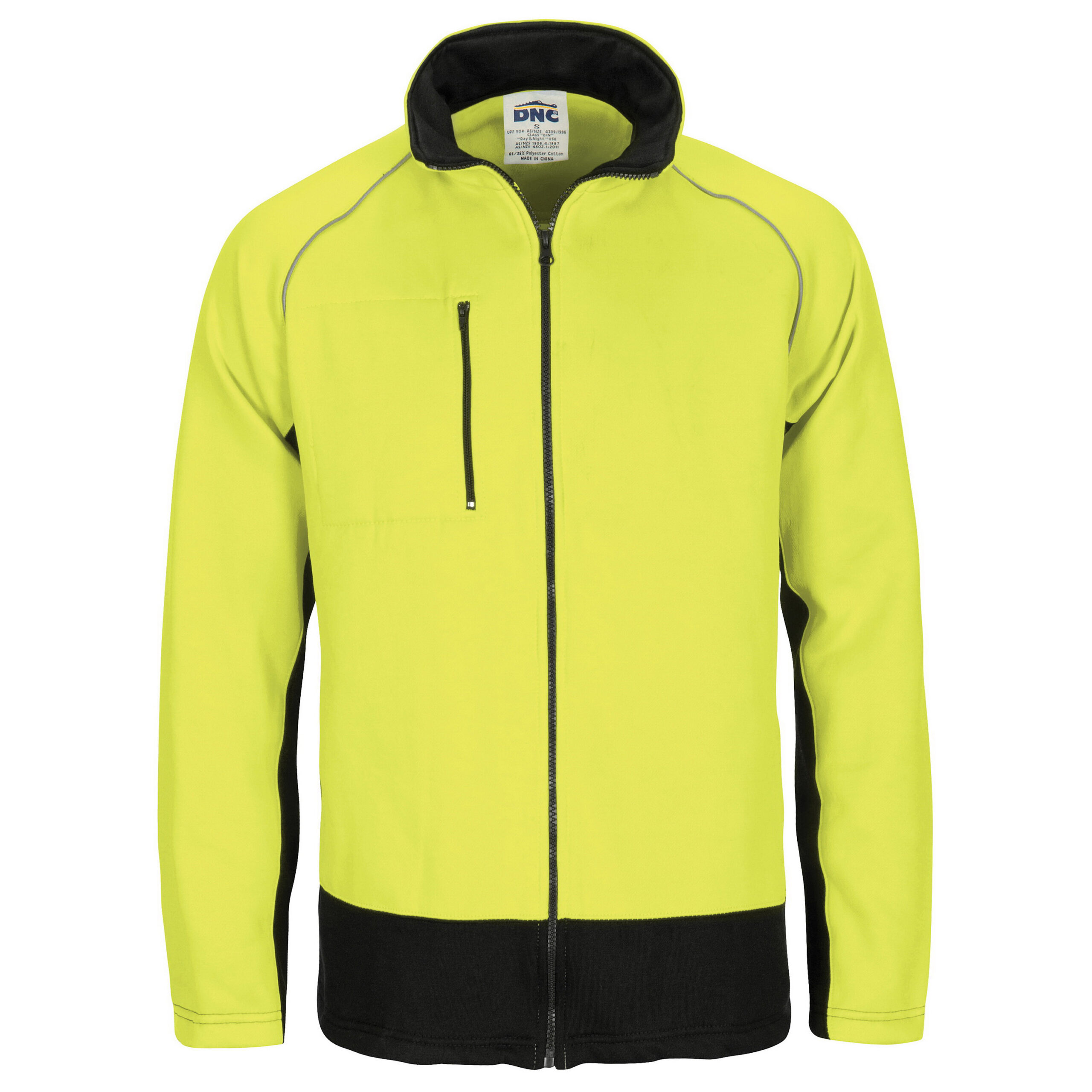 HIVIS 2 TONE FULL ZIP FLEECY SWEAT SHIRT WITH TWO SIDE ZIPPED POCKETS Yellow/Navy
