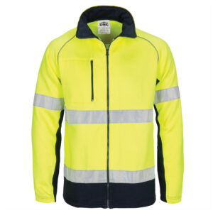 HIVIS 2 Tone full zip fleecy sweat shirt CSR R/Tape Yellow/Navy
