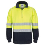 HiVis 1/2 Zip Fleecy with Hoop Pattern CSR Reflective Tape Yellow/Navy
