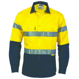 HiVis two tone drill shirts with 3M8906 R/Tape - long sleeve Yellow/Navy