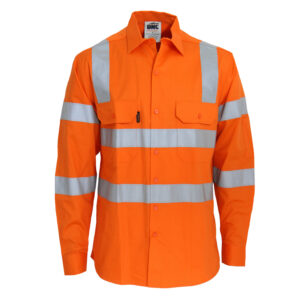 HiVis L/W CSR R/Tape VIC Rail Shirt- LS Orange