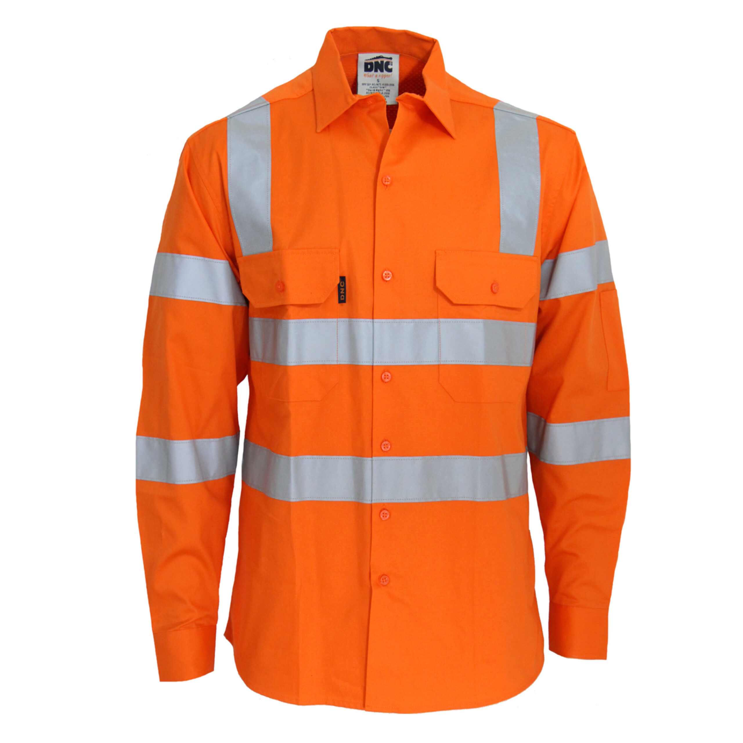 HiVis L/W CSR R/Tape VIC Rail Shirt- LS Orange