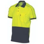 HiVis Cool-Breathe Double Piping Polo -
Short Sleeve Yellow/Navy