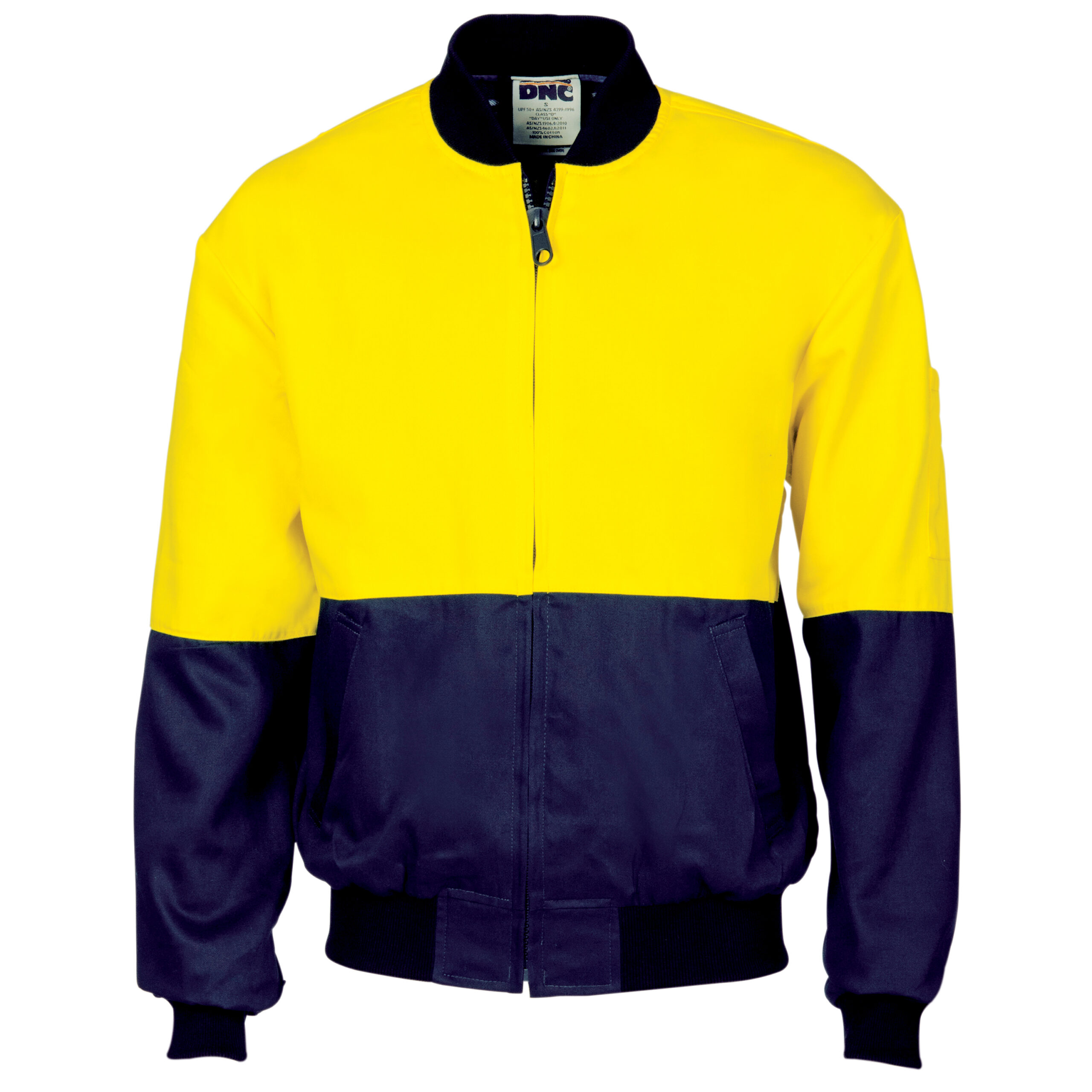 HiVis Two Tone Cott on Bomber Jacket Yellow/Navy HiVis Two Tone Cott on Bomber Jacket Yellow/Navy