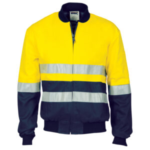 HiVis Two Tone D/N Cotton Bomber Jacket with CSR R/tape Yellow/Navy