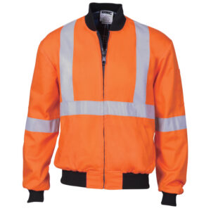 HiVis Cotton Bomber Jacket with ‘X’ Back & additional CSR R/Tape below Orange
